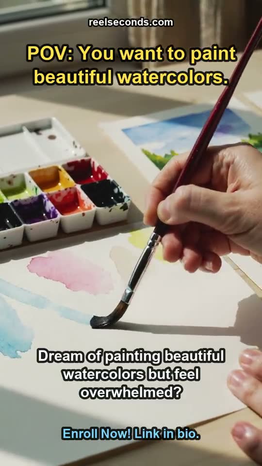 Course launch reel — An online course that teaches watercolour in 30 days — enrollment reel for a solo creator
