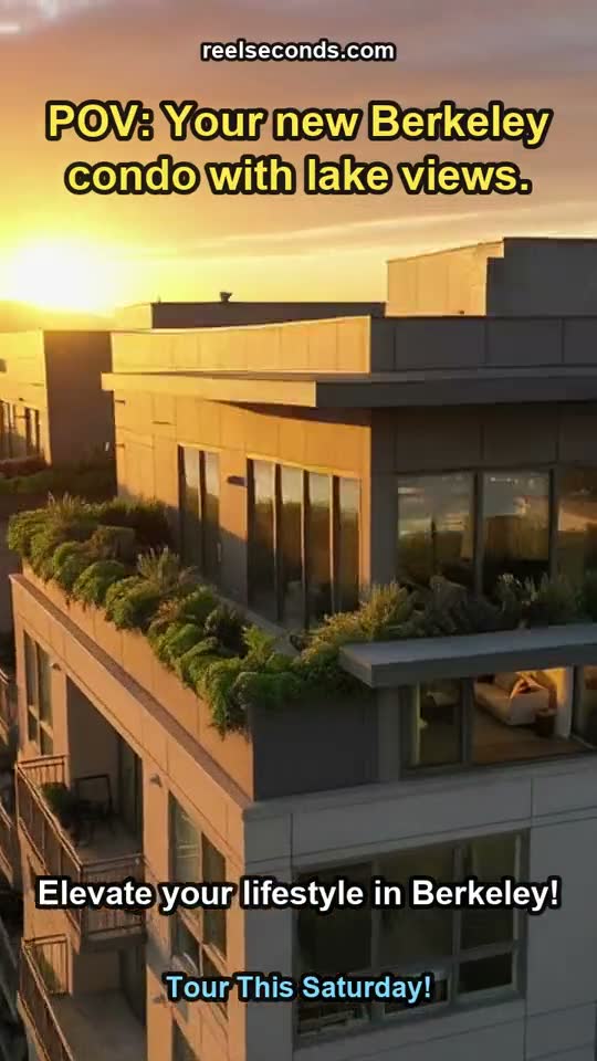 Real estate listing — A bright 2-bed condo with lake views and a rooftop deck, open house this Saturday in Berkeley