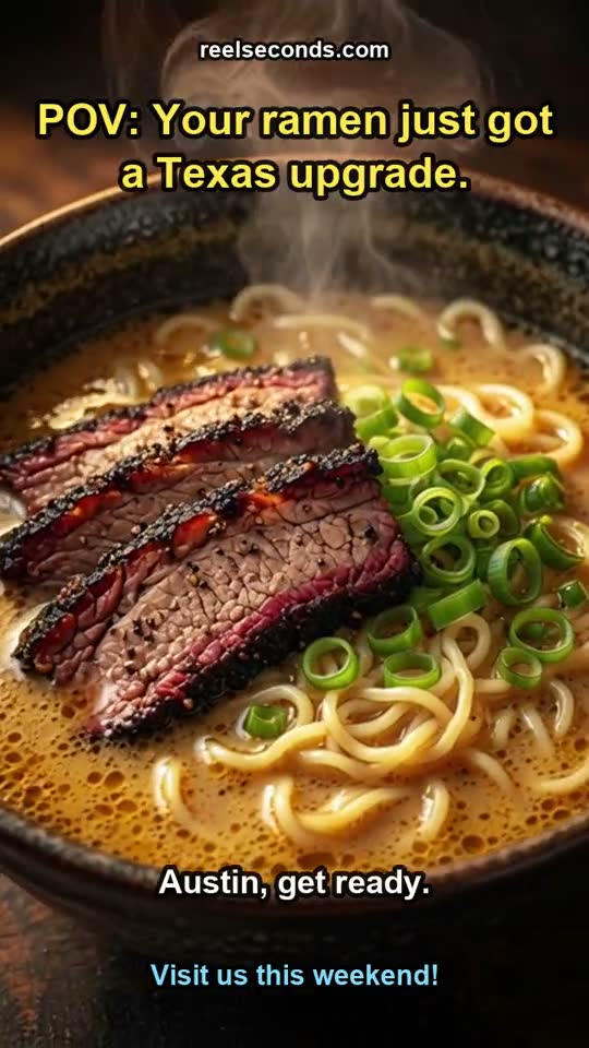 Restaurant promo — A neighbourhood ramen bar in Austin launching a smoked brisket tonkotsu bowl this weekend